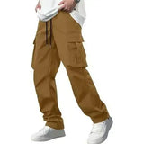 WIAOFELLAS  -  Casual Cargo Pants with Dstring And kets Workwear Sle Loose Fit High Waist Men's  Color Utili Trousers