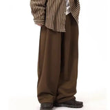 WIAOFELLAS  -  Loose Casual Pants Men's Korean Sle Trendy Drapey Thin Autumn Winter Floor-Length Wide Leg Pants Busin Casual Polyester