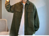 WIAOFELLAS  -  Retro Corduroy Shirt Men Loose Casual Workwear Jacket American Style Fashion