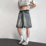 WIAOFELLAS  -  New Fashion Men's Do Old Design Wash Straight Denim Shorts Vintage Summer High-waisted Loose Short Pants Male