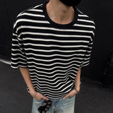 WIAOFELLAS  -  Trendy New Men's Straight Contrast Color Loose T-shirts Fashion 2025 Summer Casual Short Sleeves O-neck Tops Male