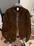 Wiaofellas  -  Men's Vintage Sport Casual Zipper Decorated Loose Fit Windproof Early Autumn Jacket Stand Collar Motorcycle Style Polyester F...