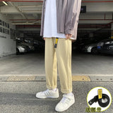 Wiaofellas Men Wide Leg Pants Casual Light Weight Joggers Trousers Streetwear Cold Feeling Comfortable Cargo Pants Streetwear Free Belt
