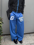 WIAOFELLAS  -  American Vibe Streetwear Men's Casual Pants Dstring Embroidered Wide Leg Loose Fit Straight Cut Long Trousers