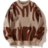 WIAOFELLAS  -  New European and American Style Velvet Thickened Printed Sweater Men in Autumn and Winter