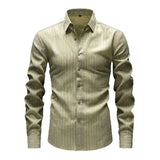 WIAOFELLAS  -  Fashionable Men's Linen Long-sleeved Shirt Gold Thread Gold Linen Striped Retro Casual Loose Cardigan