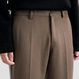 WIAOFELLAS  -  New Autumn And Winter Men's Solid Color Thick Nine-Point Suit Pants Retro Fashion Trend Loose Casual Simple Daily Men's Bottoms