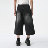 Wiaofellas  -  Korean Style Design Male Jeans Calf-length Pants Loose Wide Leg Trousers Straight Solid Color New Male Bottom Summer