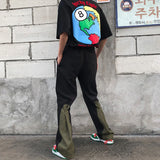 Wiaofellas Street High Vibe Style Cargo Pants Men's Fashion High Street Pants Overalls Color Block Patchwrok Button Trousers 2Y5808