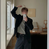 WIAOFELLAS  -  Fashion Summer Men's Solid Color Pockets Korean Style Blazer Coats Trendy Lapel Single-breasted Jackeys Male