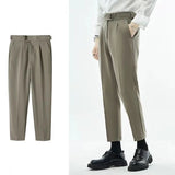 Wiaofellas  -  Casual Commuting Versatile Men's Clothing Splice Buttons Pocket Fashion High Waisted Solid Color Wide Leg Straight Leg Pants