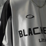 WIAOFELLAS  -  American Hip-Hop Motorcycle Silver Deconstructed Splicing Long-Sleeved T-Shirt Mens Trendy High Street Loose Sports Inner Jersey