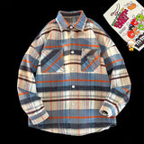 WIAOFELLAS  -  Fashion Spring Plaid Long Sleeve Shirt Jacket Turn Down Collar Shirt Retro Youth Casual Men Women Shirt Coat Men Clothing