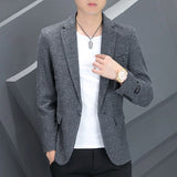 Wiaofellas  -  Men's Casual Business Stylish Gentleman Korean-Style British Casual Slim-fitting Solid-Color Suit Jacket Fashion Wedding Wear