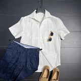 Wiaofellas  -  Men's Short-sleeved Linen Shirt Summer New Fashion Handsome Lapel Trend Thin Loose Casual