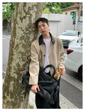 WIAOFELLAS  -  retro color-blocking lapel jacket men's autumn new versatile loose casual shoulder pad workwear short jacket top