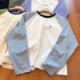 Wiaofellas  -  Spring Men's Outdoor Sports Long Sleeve T-shirt Quick Dry Lightweight Color Block Base Layer Moisture Wicking Shoulder