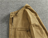WIAOFELLAS  -  Classic vintage button-down biker jacket top men's youth cotton khaki do old wash cargo coat trend