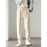 WIAOFELLAS  -  Casual Pants Men's Loose Regular Wide Leg Pants Solid Color Versatile Straight Corduroy Trousers