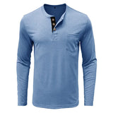 WIAOFELLAS  -  Fashion T-Shirts Men Autumn Slim Fit Long Sleeve Henley Shirt Man Streetwear Casual Solid Color T-Shirt