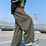 WIAOFELLAS  -  Japanese Cityboy Pants High Street Ins Drape Khaki Work Pants Men's Loose Straight Floor Skateboard Pants