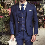 Wiaofellas  -  Boutique (Blazer + Vest + Trousers) Men's British Style Business Elegant Fashion Casual Party Gentleman Dress Three-piece Suit