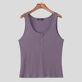 WIAOFELLAS  -  Men Tank Tops Solid Color O-neck Sleeveless Male Vests Summer Streetwear Knitted Fashion Casual Men Clothing S-5XL