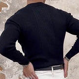 Wiaofellas  -  Spring Fashion Sweater Men Bottoming Tops Knitted Long Sleeve Crew Neck Jumper Tops Mens Casual Solid Color Knit Sweaters