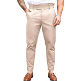 WIAOFELLAS  -  Mens Slim Fit Button Stretch Tight Tapered Fashion Skinny Pants 2025 Summer New Trend Business Casual Trousers Mens Clothing