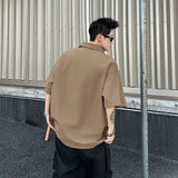 WIAOFELLAS  -  New Man Half Zip Lapel Short Sleeve Polo Shirt Japanese Retro Pocket Cargo Tee Shirts Y2K Streetwear Fashion polos homme