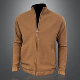 WIAOFELLAS  -  Men Pure Color Sweatercoat Men Stand Collar Cardigan Autumn Winter Korean Fashion Cashmere Knit Jacket Sweater Knitted Sweater