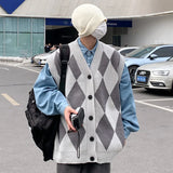 WIAOFELLAS  -  New Autumn Winter Fashion Trend Casual Vneck Cardigan Vest For Men Highquality Korean Version Loose Comfortable Versatile Jacket