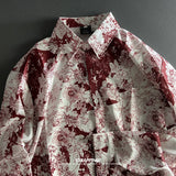 WIAOFELLAS  -  Shirt for Men Casual Fashion Street Trend Personality Floral Print Lapel Print Button Long Sleeve Slim Cardigan Tops C115