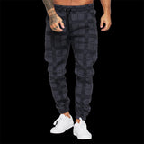Wiaofellas  -  New Casual Mens Plaid Printed Pants Spring Autumn Fashion Drawstring Lace-up Pants Sports Fitness Men Running Jogging Pants