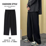 Wiaofellas  -  Black Gray White Casual Pants Men Sports Pants Men Sweatpants Streetwear Loose Straight Wide Leg Pants Mens Joggers Trousers