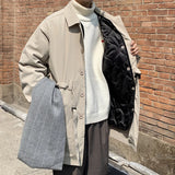 Wiaofellas  -  Autumn Trench Coat Men Warm Oversized Casual Long Coat Men Streetwear Korean Loose Thick Windbreaker Jacket Mens Overcoat M-2XL