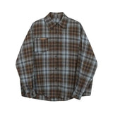 WIAOFELLAS  -  Fall New Casual Mens Shirts Plaid Printed Long Sleeve Loose Cardigan Men Tops Vintage Turn-down Collar Buttoned Shirt Male