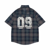 WIAOFELLAS  -  Men'S Loose Plaid Short Sleeved Shirts Casual Linen Button Down Oversized Shirt Harajuku Luxury Comfort Brand Male Shirts