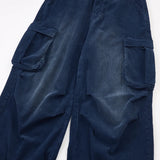 Wiaofellas  -  Autumn Winter Blue Corduroy Cargo Pant Men Women Japanese Streetwear Fashion Loose Casual Wide Leg Track Baggy Pant Man Trousers