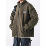 WIAOFELLAS  -  High-neck Solid Color Zipper Pockets Lantern Long Sleeve Men's Clothing Cardigan Coats Casual Jackets Autumn Winter Trendy Tops