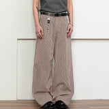WIAOFELLAS  -  Men Striped Pants Button Joggers Loose Casual Straight Trousers Men Streetwear 2025 Korean Style Fashion Male Long Pants