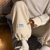 Wiaofellas  -  Winter Fleece Baggy Harem Sweatpants For Men 2026 New Korean Fashion Drawstring Trousers Y2K Vintage Streetwear Joggers Pants