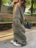Wiaofellas  -  Retro Japanese Style Work Pants Men's Women's Straight Leg Cuffed Casual Trousers Heavy Duty Drapey Floor Length BF