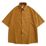 WIAOFELLAS  -  American retro solid color Shirts For Men Summer Button Up Casual Streetwear Male Couple Top Tees Hip Hop Oversize Men Clothing