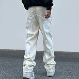 Wiaofellas  -  Hip Hop Retro Letter Embroidery Patchwork Casual Baggy Denim Pants Men's Harajuku Streetwear Straight Oversized Jeans Trousers