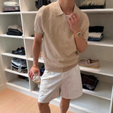 Wiaofellas  -  Summer Old Money Style Ice Silk Knit Polo Shirt Men Seagull Collar Thin Breathable Short Sleeve Casual T shirt