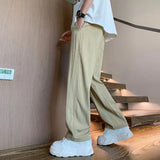 WIAOFELLAS  -  Cotton and Pants Summer Loose Fitting Leisure New Motion Sagging Sensation Straight Cylinder Sweatpants  Men's Pants Solid Color