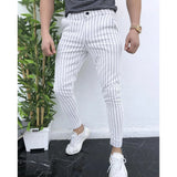 WIAOFELLAS  -  Faion Casual mid Waist Striped Pants Men's Loose Fit Comfortable Elastic Waist Trousers Urban Sle Spring Summer Faion