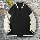 WIAOFELLAS  -  Man’s Varsity Baseball Jacket Retro Multi-coloured Bomber Jacket Preppy Style Streetwear Men Women Coat Loose Fit Outwear