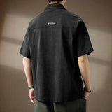 WIAOFELLAS  -  Summer New Men's Denim Polo Shirts American Style Lapel Short Sleeved Loose Tees Shirt High-end Men's Thin Design Trendy Tops